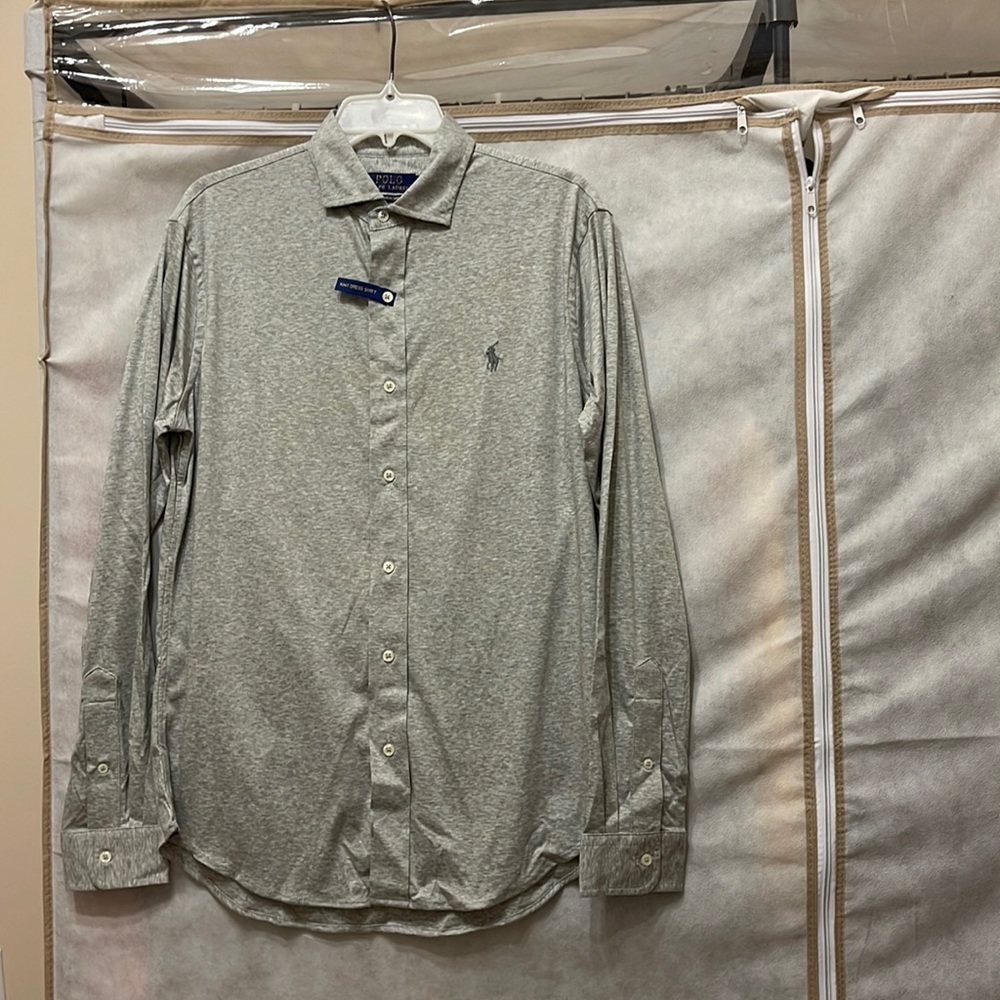 Mens Gray Polo Ralph Lauren Knit Dress Shirts, various sizes
